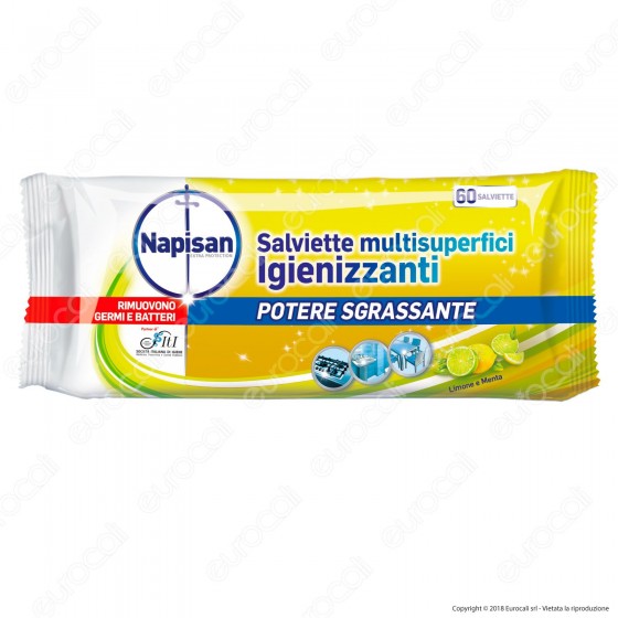 Napisan Wipes Salviette Multisuperfici Igienizzanti Limone e Menta - Napisan Wipes Salviette Multisuperfici Igienizzanti Limone e Menta -