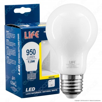 Life Lampadina LED E27 7,5W Bulb A60 White Filamento - mod.