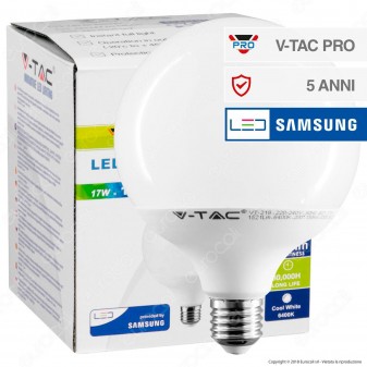 V-Tac PRO VT-218 Lampadina LED E27 17W Globo G120 Chip Samsung - SKU
