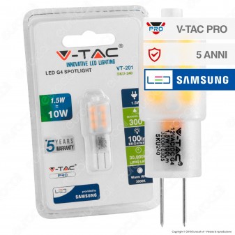 V-Tac PRO VT-201 Lampadina LED G4 1,5W 12V Bulb Chip Samsung - SKU