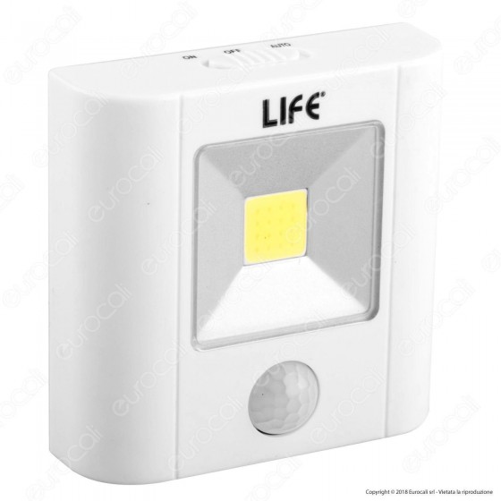 Life Lampada LED Quadrata da Parete Alimentata a Batterie con Sensore di Movimento