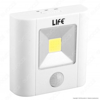 Life Lampada LED Quadrata da Parete Alimentata a Batterie con Sensore