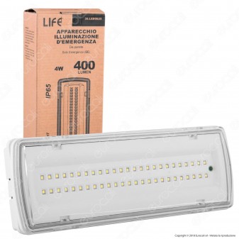Life Lampada LED d'Emergenza SE Anti Black Out Grado Protezione IP65