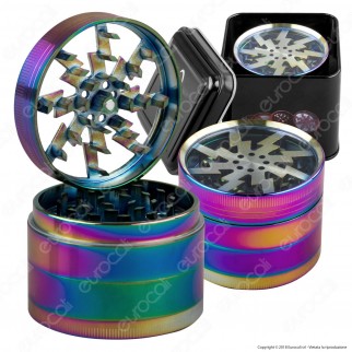 Grinder Tritatabacco Atomic 4 Parti Ø 61mm - Coperchio Trasparente