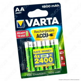 Varta Rechargeable Accu 1600mAh Pile Ricaricabili Stilo AA - Blister