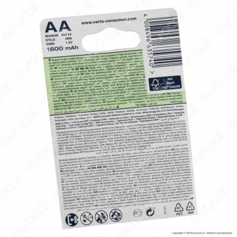 Varta Rechargeable Accu 1600mAh Pile Ricaricabili Stilo AA - Blister