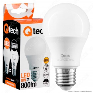 Qtech Lampadina LED E27 8W Bulb A60 - mod. 90020026 / 90020027 /