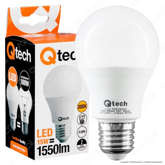 Qtech Lampadina LED E27 15W Bulb A60 - mod. 90020033 / 90020034 / Qtech Lampadina LED E27 15W Bulb A60 - mod. 90020033 / 90020034 /