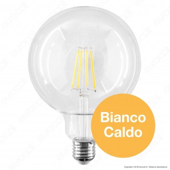 Qtech Lampadina LED E27 8W Globo G125 Filamento - mod. 90000030