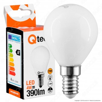 Qtech Lampadina LED E14 4W MiniGlobo P45 White Filamento - mod.