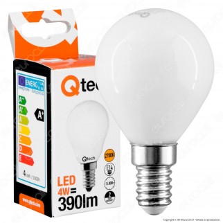 Qtech Lampadina LED E14 4W MiniGlobo P45 White Filamento - mod.