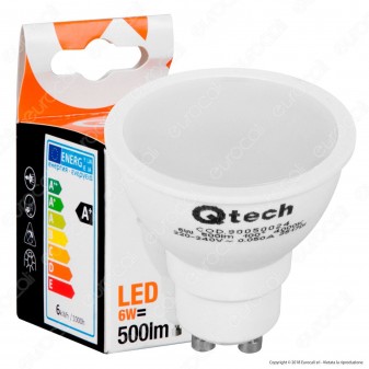 Qtech Lampadina LED GU10 6W Faretto Spotlight 100° - mod. 90050023 /