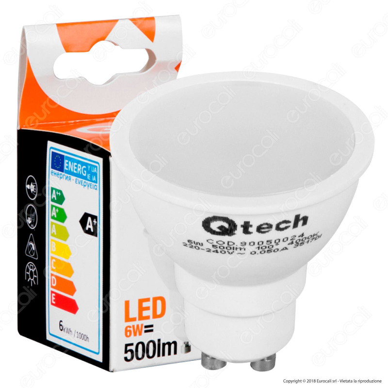 Qtech Lampadina LED GU10 6W Faretto Spotlight 100° - mod. 90050023 /