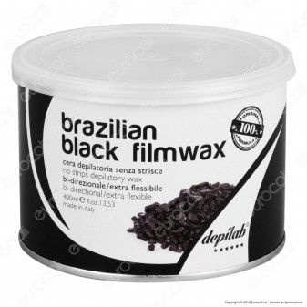 Depilab Brazilian Black Filmwax Cera Depilatoria senza Strisce per Ceretta - 1 Barattolo da 400ml