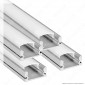 V-Tac 4 Profili in Alluminio per Strisce LED Copertura Opaca - Lunghezza 2 metri - SKU 9993 [TERMINATO]
