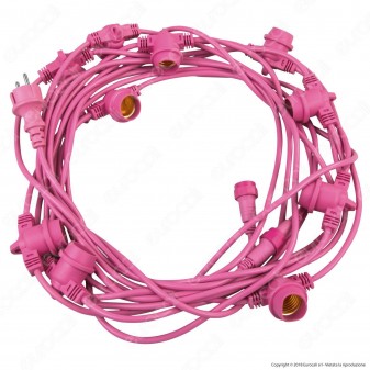 FAI Catenaria 11 metri per 11 Lampadine LED E27 Colore Rosa - per