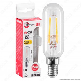 Century Incanto Lampadina LED E14 6W Tubolare a Filamento - mod.