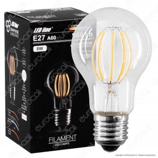 LED Line Lampadina LED E27 8W Bulb A60 Filamento Grafene - mod.