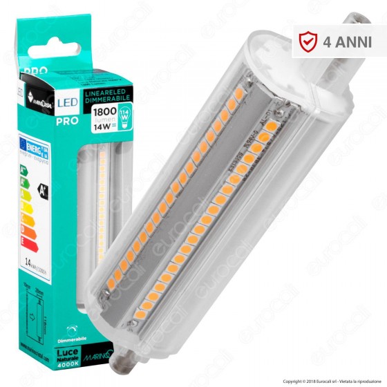 Marino Cristal Serie PRO Lampadina LED R7s L118 14W Bulb Tubolare Marino Cristal Serie PRO Lampadina LED R7s L118 14W Bulb Tubolare