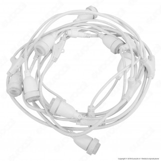 Catenaria 5 metri per 8 Lampadine LED E27 Prolungabile Colore Bianco