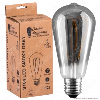 Daylight Lampadina E27 Filamento LED a Doppio Arco 5W Bulb ST64 con