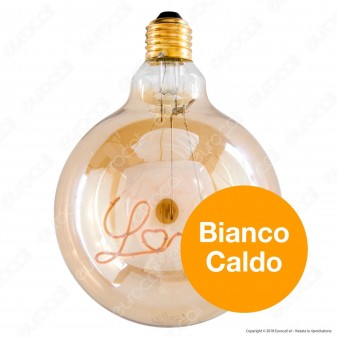 Daylight Lampadina E27 Filamento LED Scritta Love Cuore 5W Globo G125