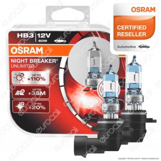 Osram Night Breaker Unlimited Alta Visibilità - 2 Lampadine HB3