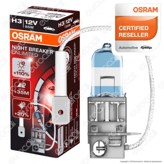 Osram Night Breaker Unlimited Alta Visibilità - 1 Lampadina H3 Osram Night Breaker Unlimited Alta Visibilità - 1 Lampadina H3