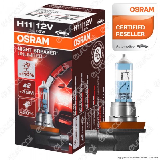Osram Night Breaker Unlimited Alta Visibilità - 1 Lampadina H11 Osram Night Breaker Unlimited Alta Visibilità - 1 Lampadina H11