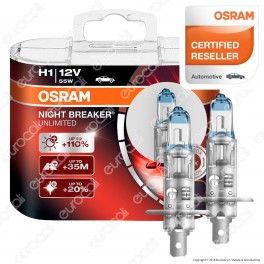 Osram Night Breaker Unlimited Alta Visibilità - 2 Lampadine H1