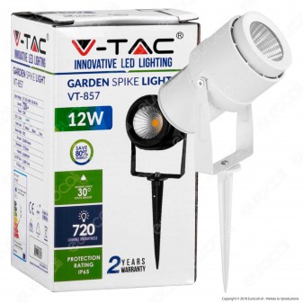 V-Tac VT-857 Faretto LED COB da Giardino 12W con Picchetto Colore