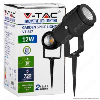 V-Tac VT-857 Faretto LED COB da Giardino 12W con Picchetto Colore