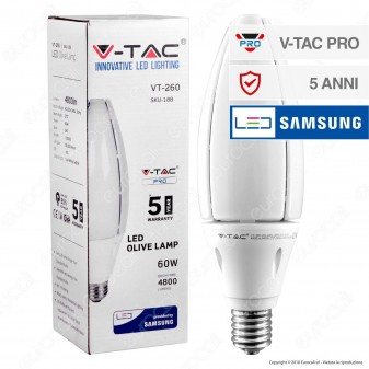 V-Tac VT-260 PRO Lampadina LED Olive Lamp E40 60W Chip Samsung - SKU 188