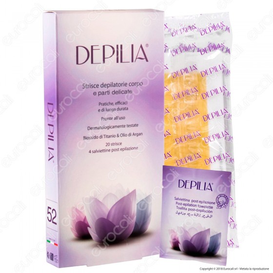 Depilia 20 Strisce Depilatorie Corpo con 4 Salviettine Post Epilazione Depilia 20 Strisce Depilatorie Corpo con 4 Salviettine Post Epilazione