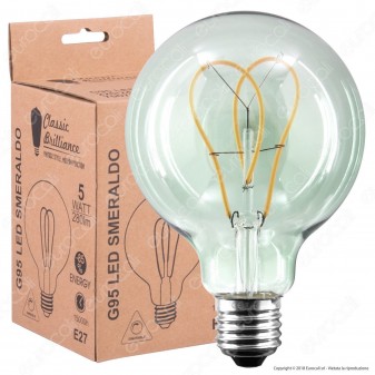 Daylight Lampadina E27 Filamento LED a Doppio Arco 5W Globo G95 Vetro