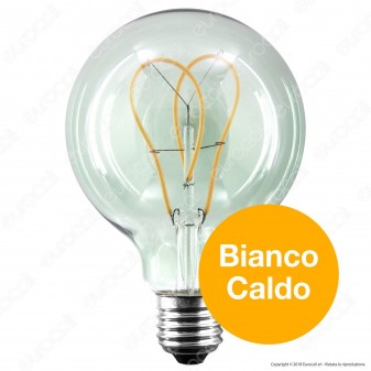 Daylight Lampadina E27 Filamento LED a Doppio Arco 5W Globo G95 Vetro