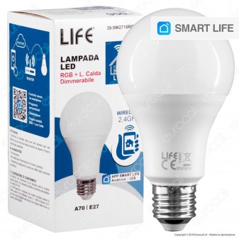 Life Lampadina LED Smart Life E27 10W Bulb A70 RGB+W Dimmerabile
