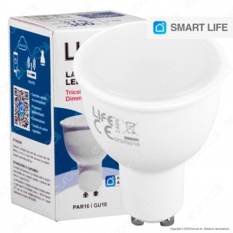 Life Lampadina LED Smart Life Wi-Fi GU10 Faretto 4,5W Tricolor
