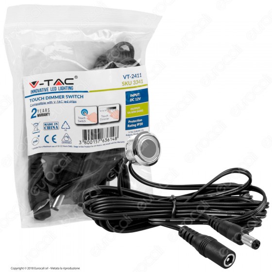V-Tac VT-2411 Pulsante Touch con Dimmer e Illuminazione per Strisce V-Tac VT-2411 Pulsante Touch con Dimmer e Illuminazione per Strisce