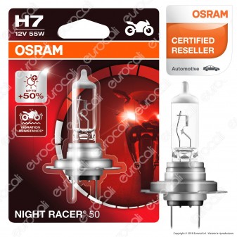 Osram Night Racer 50 Lampada per Moto 55W - Lampadina H7