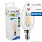 Immagine 1 - V-Tac PRO VT-254 Lampadina LED E14 4W Candela Filament Chip Samsung -