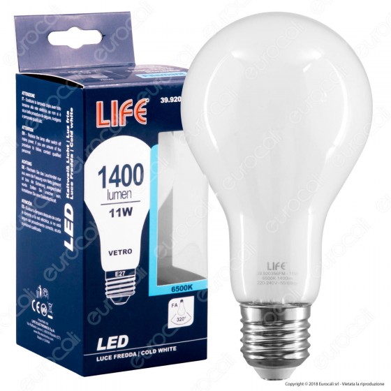 Life Lampadina LED E27 11W Bulb A70 Milky Filamento - mod. 39.920356M Life Lampadina LED E27 11W Bulb A70 Milky Filamento - mod. 39.920356M