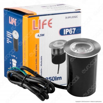 Life Punto Luce LED 4,5W Segnapasso da Interramento in Alluminio IP67