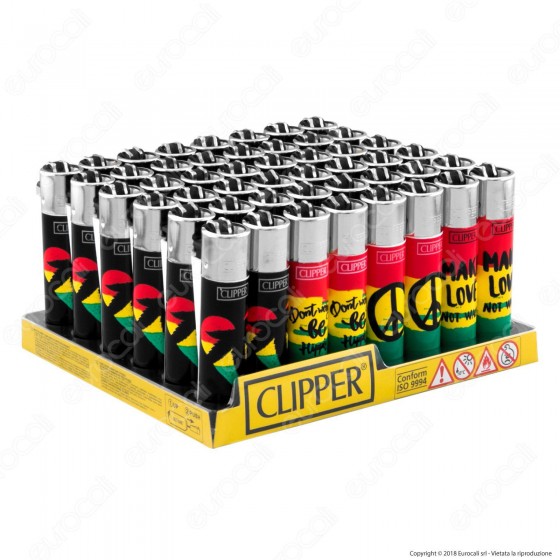 Clipper Large Fantasia Jamaica Leaves - Box da 48 Accendini Clipper Large Fantasia Jamaica Leaves - Box da 48 Accendini
