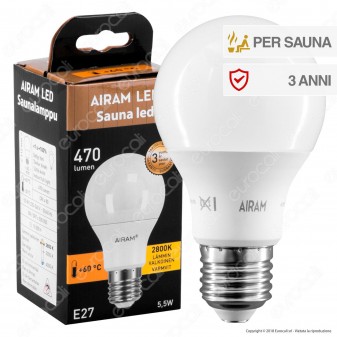 Bot Lighting Lampadina LED E27 5,5W Bulb A60 per Sauna +60° - mod.