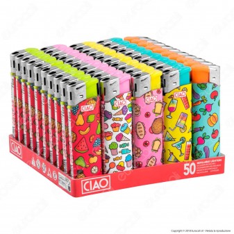 Ciao Accendino Fantasia Pattern Food Elettronico - Box da 50