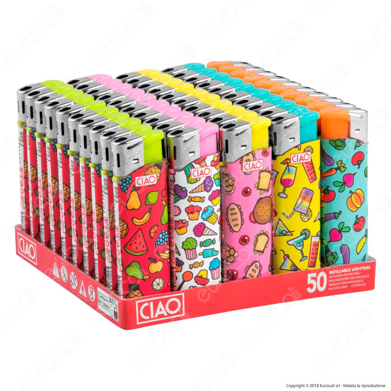 Ciao Accendino Fantasia Pattern Food Elettronico - Box da 50