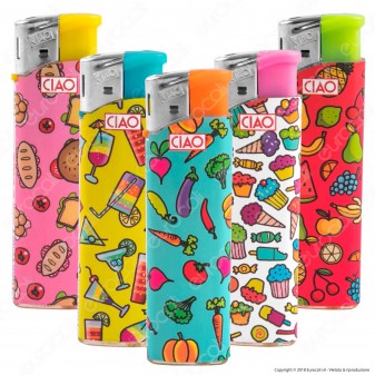 Ciao Accendino Fantasia Pattern Food Elettronico - Serie di 5