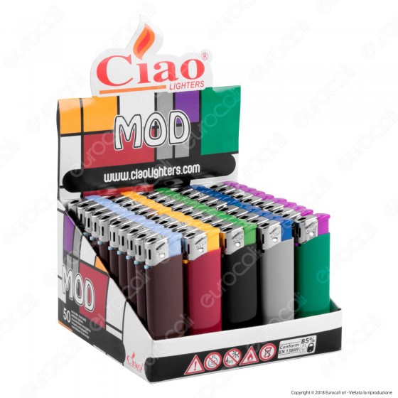 Ciao Accendino Mod Tinta Unita Elettronico - Box da 50 Accendini Ciao Accendino Mod Tinta Unita Elettronico - Box da 50 Accendini