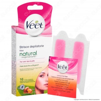 Veet Strisce Depilatorie Viso Natural Inspirations per Tutti i Tipi